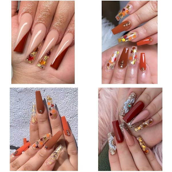 Lönnlöv Nagelglitter Sekvenser 3D Holografiska Höstlöv Nagelkonstflingor 6 Färger Laser Höstlöv Naglar Dekaler Stick