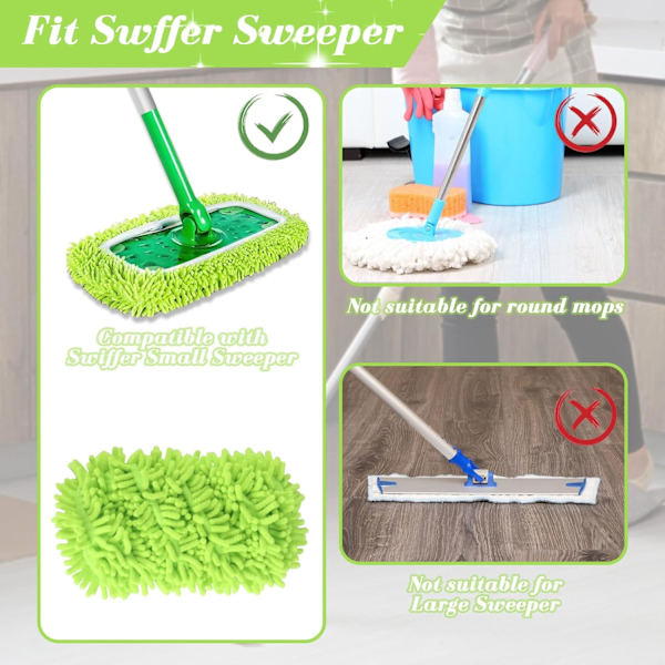 Pieces Mikrofiber Mopp Klud til Swiffer Sweeper, Dampmopp Efterfyldning, Vådservietter Dæksel Genanvendelige Vaskbare Mopp Puder til Fliser