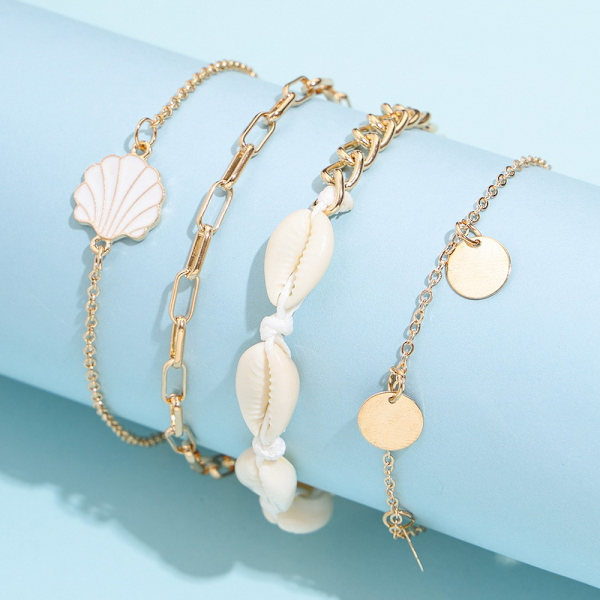 Anklets för kvinnor, bohemisk stil, justerbart fotlänk, pärlfotkedjor, B