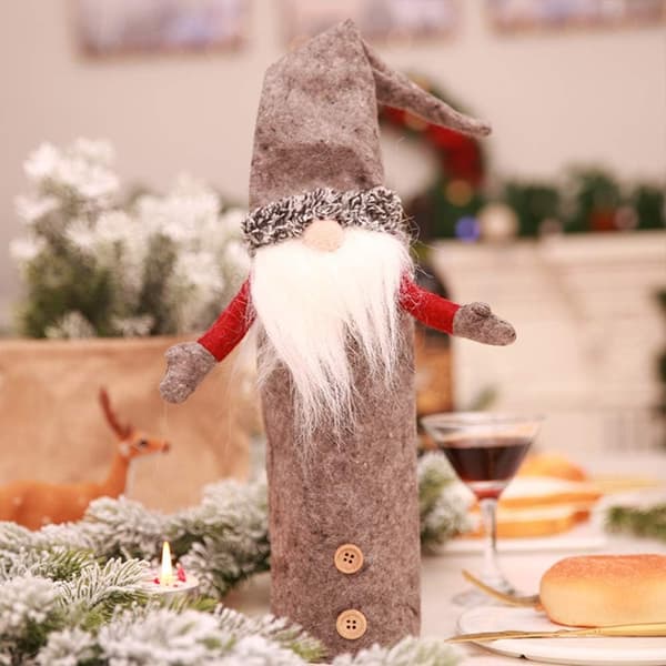 3 st jultomte-vinsflaskeöverdrag, handgjorda tomtar till vinflaskor