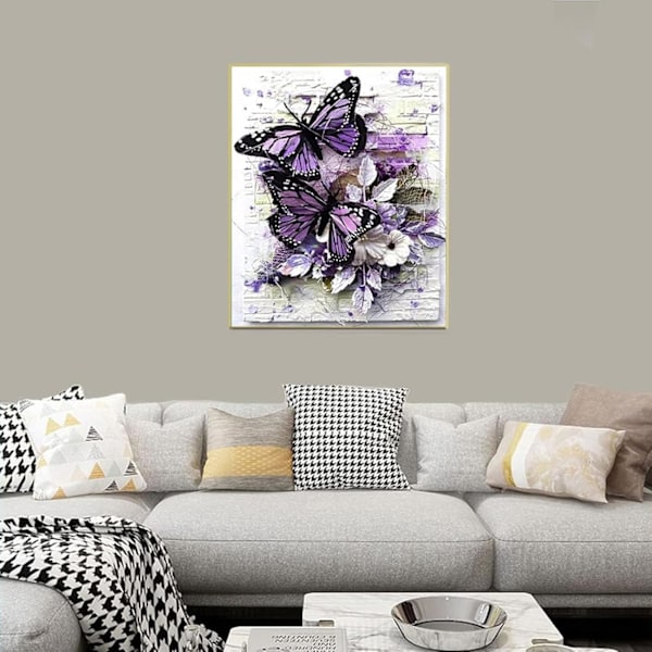 Malersett for voksne DIY 5D Rund Full Drill Sommerfugl Blomster Diamantkunst Voksen 5d Diamantmaling Veldig Egnet for Hjemmefritid og Veggdekor