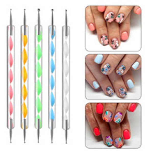 5 prickpennor, nagelkonstdesignverktyg