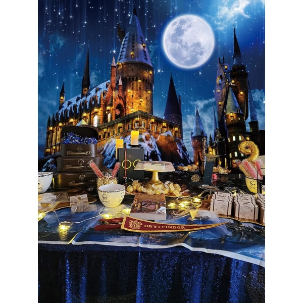 Halloween-bakgrunn, Magic Castle, Wizard, School, Night, Moon, Ch