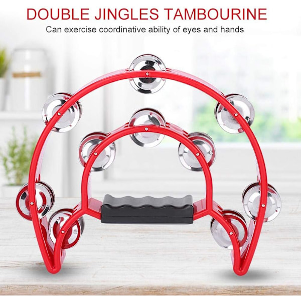 Tamburin Instrument, Halvmåne Tamburin Dobbelt Række Tamburin Jingles Håndklokke Tamburin Percuss