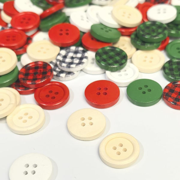 100 stk Blandede Størrelser Stiler Farger Treknapper Håndverk Syknapp (Assortert, Assortert) (Julefarge)