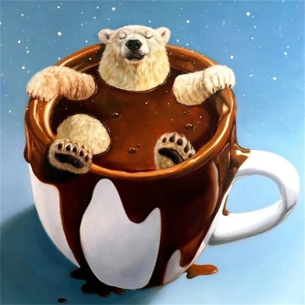 30 x 40 cm ,koffeekarhu Diamond Painting Timanttibrodeeraus