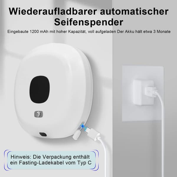 Blå Automatisk Sæbedispenser, 300ml Væghængt Berøringsfri