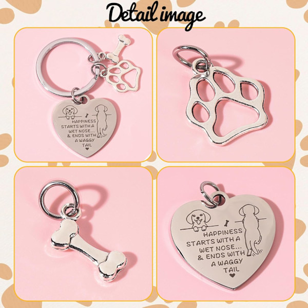 5×1.2×5cm Hund Nyckelring Presenter till Hundälskare - Hund Nyckelring Söt Tass Charm Nyckelring, Husdjursägare Presenter, Husdjursminnespresenter, Do