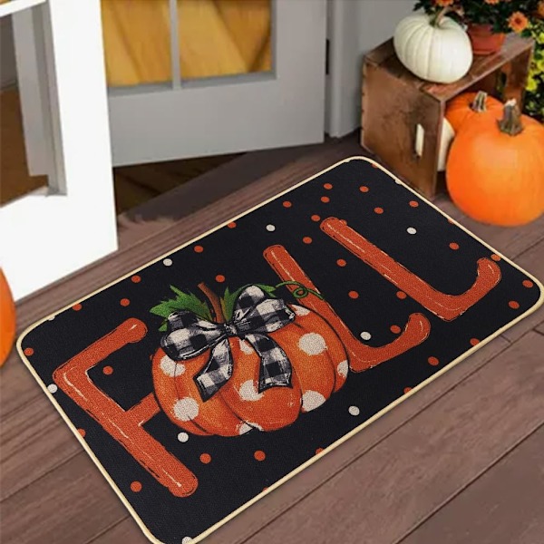 Höstliga Dörrmattor för Thanksgiving, 20 x 32 tum Höst Välkommen Matta Pumpa Buffalo Rutiga Dörrmatta Inomhus Utomhus Lanthus Non-Slip