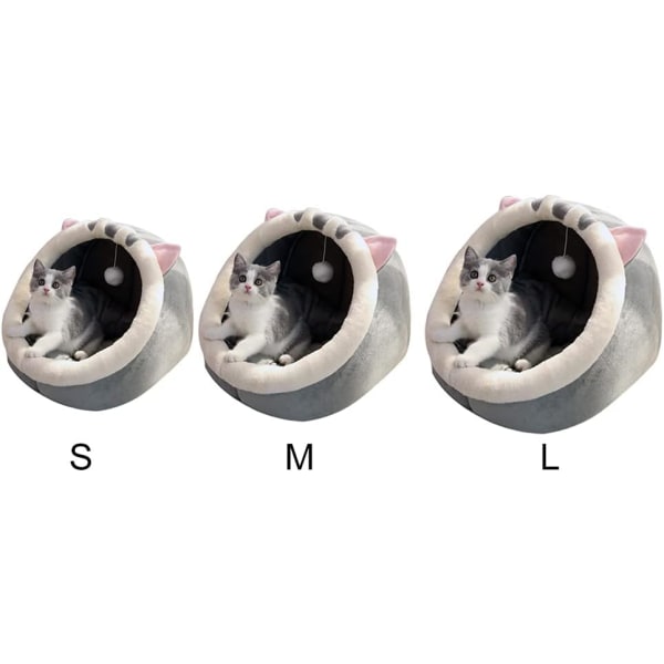 (L-48x45x40cm,skjegg)Katteseng Vaskbar hulematte for små plysjhunder med avtakbar seng for katt og ho