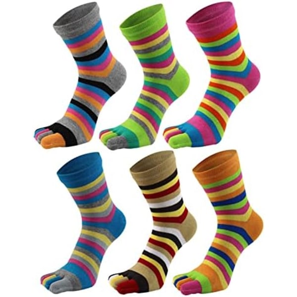 Damstrumpor 5-fingrar Bomullssvettransporterande Atletiska 6-pack 3-pack