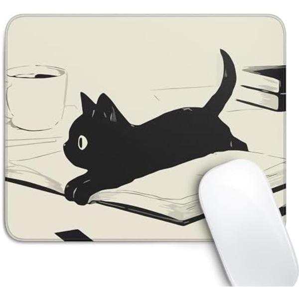 Sød Sort Kat Mussemåtte, Kawaii Anime Kat Mussemåtter til Trådløs Mus Skrivebordstilbehør, 10\"X8\" Rejsemusmåtte med Non