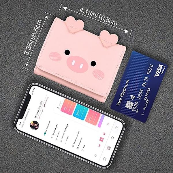 Söpö lompakko naisille, pieni RFID-estolla varustettu nahkainen kolminkertainen