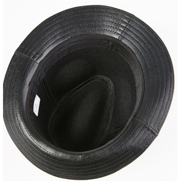 (Brun) Trilby hat i syntetisk læder til mænd