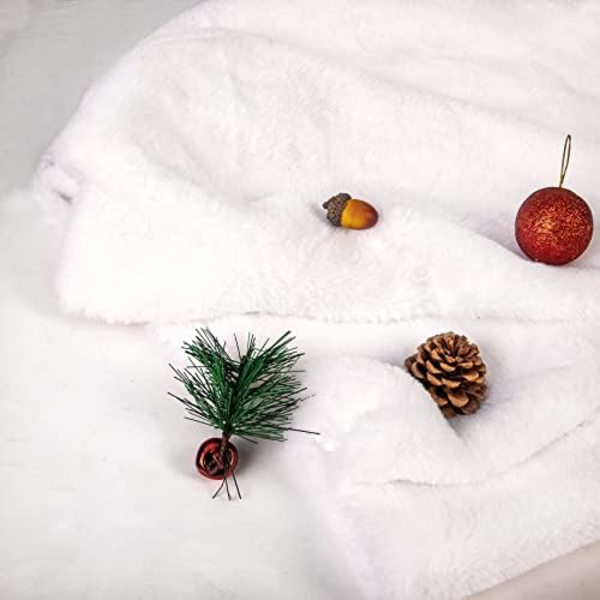 Julbordstablett, konstpäls bordstablett vinter snövit mjuk elegant vit bordstablett, lämplig för jul