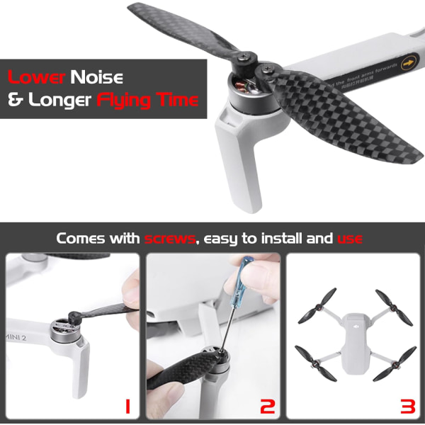 Mini 4K Carbon Fiber Propellers Low-Noise Replacement Blades Propeller Parts Compatible wi