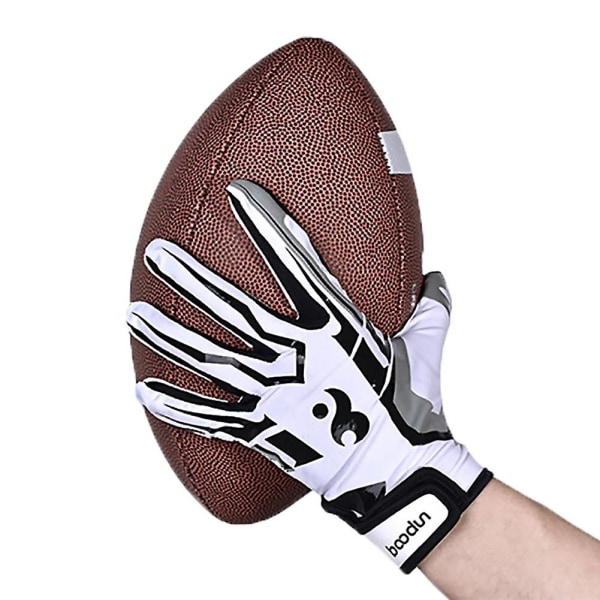 Valkoiset Boodun Unisex Rugby Full American Football Gloves (M)