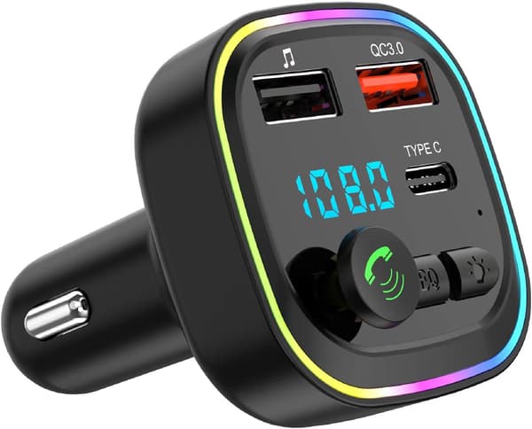 FM-sender, Bluetooth-biladapter, MP3-musikkspilleradio, 2 USB-porter 5V/3A, PD billader