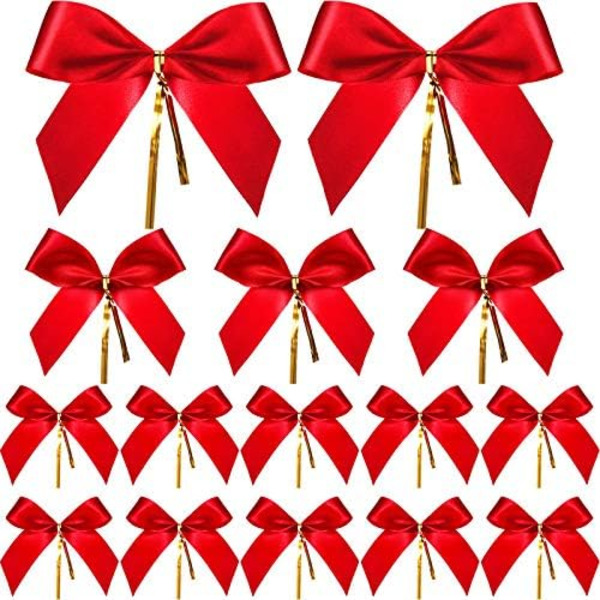 36 röda julband, band, rosetter, presentförpackningsrosetter, juldekorationspresenter