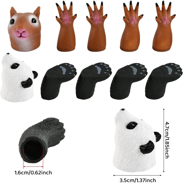 Fingerdukker for barn, Fingerdukke, Hånddukkeleker for ekorn, Pandafingerdukke, Dyrevalp