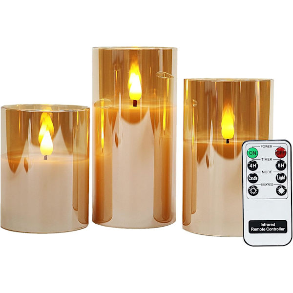 Blå dröm 3-pack LED-glasljus med fjärrkontroller, Bo