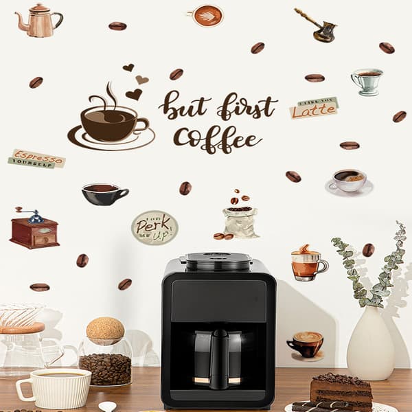 Kahvi seinätarra Keittiön seinätarra Lainaus ja kirjaimet Coffe