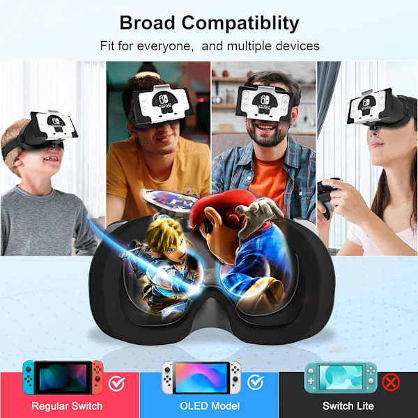 Switch 3D VR-glasögon för Nintendo Switch/Switch OLED, med justerbar HD-lins Black and White