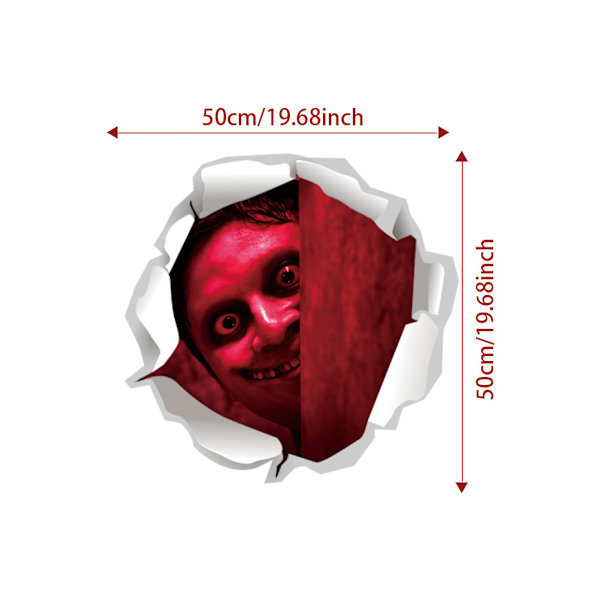 2 kpl 3D Halloween-seinätarraa Punainen paholainen Haunt Irrotettavat seinätarrat Zombi Seinätaidetarrat B