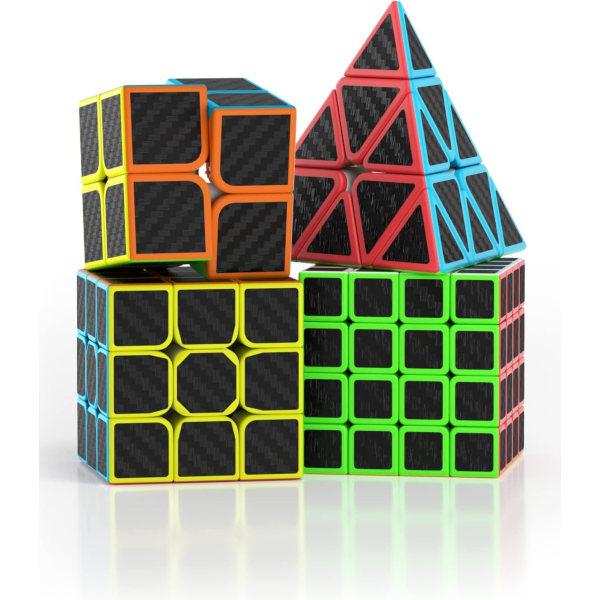 (Kulfiber)[4 Pack]Speed ​​​​Cube Sæt, Speed ​​​​Cube 2X2 3X3