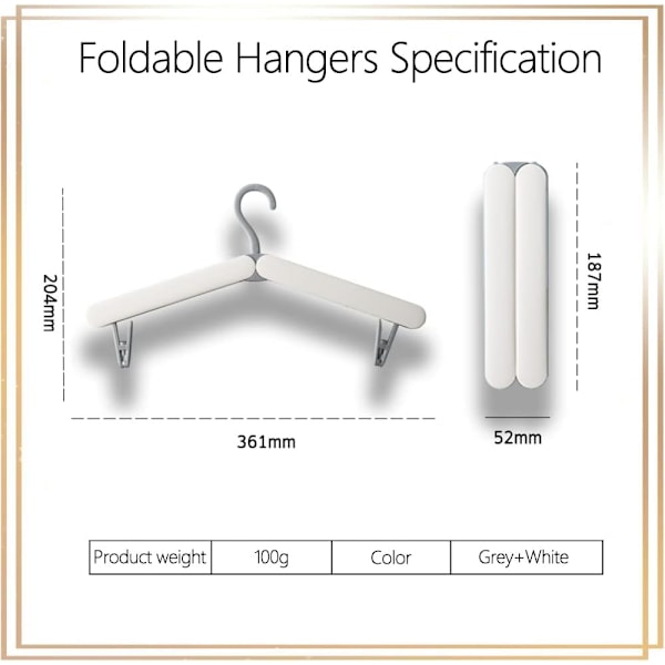 Foldbare Reisekleshengere, Foldbare Hengere, [3 Stykker] Reisekleshengere, Bærbare Reisekleshengere med 2 Klips, Plassbesparende