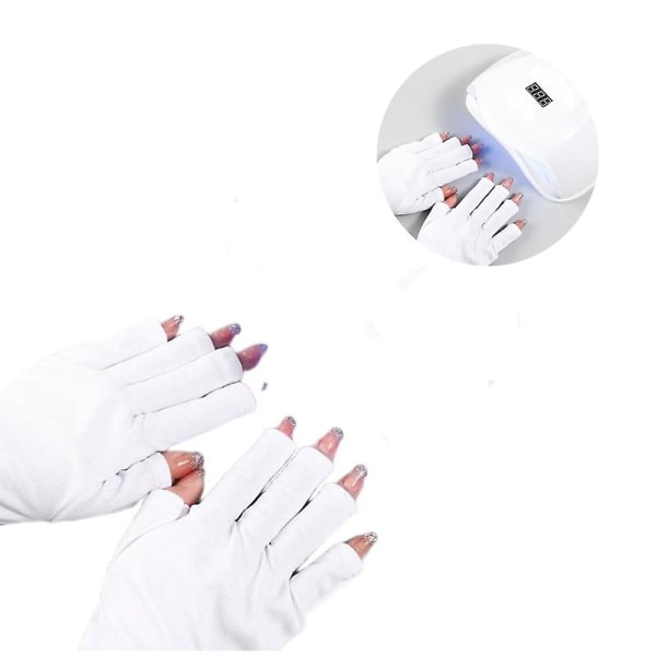 1 par Anti UV-handskar Uv-skyddshandske Fingerlös manikyr Na