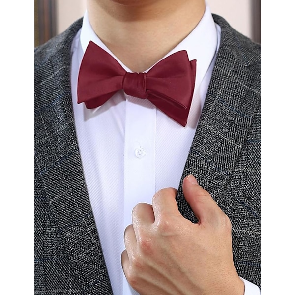 2 stk. burgunderfarvede Herre Solid Bow Tie Vævet Selvbinding Bow Ties Smoking og Bryllup Bowties