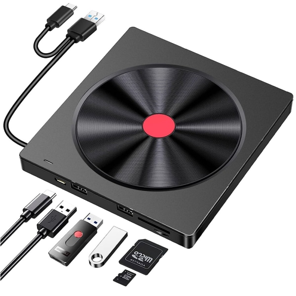 Extern CD/DVD-brännare USB 3.0 LMEN Bärbar extern CD-R
