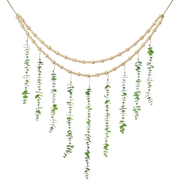 Hängande Eucalyptus Boho Väggdekor Stor Sovrum Hängande Träpärl Girlang Konstgjord Eucalyptus Naturlig Grönska Deko