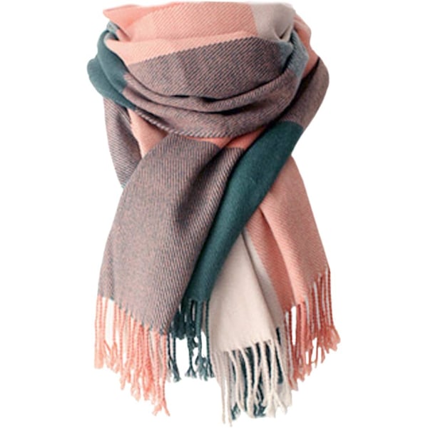Dames Lang Plaid Tæppe Sjal Chunky Oversized Vinter Efterår Varmt Sjal Stor Tartan Sjal Wrap Shawl Damegaver