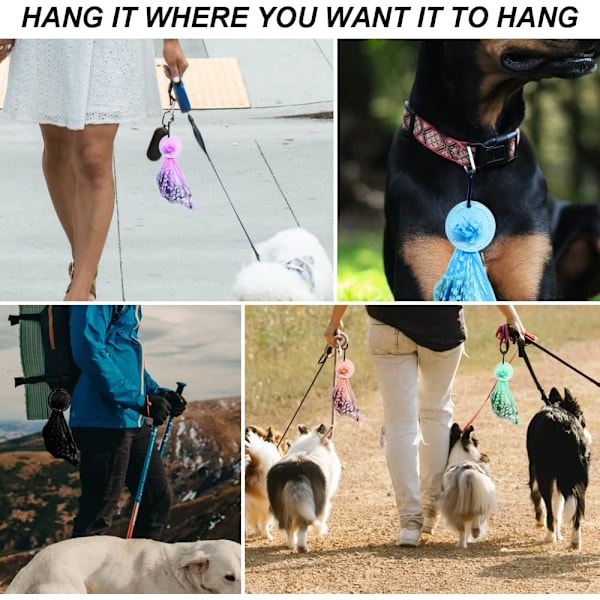 Färgade Hundbajspåsehållare med Karabinkrok, Handsfree Hundbajspåse för Koppel, Djuravfallspåse Dispenser för Hundpromenader