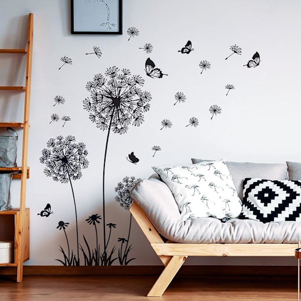 Väggdekaler BLÅKLINT & Fjärilar svart (165x130 cm) I papillo