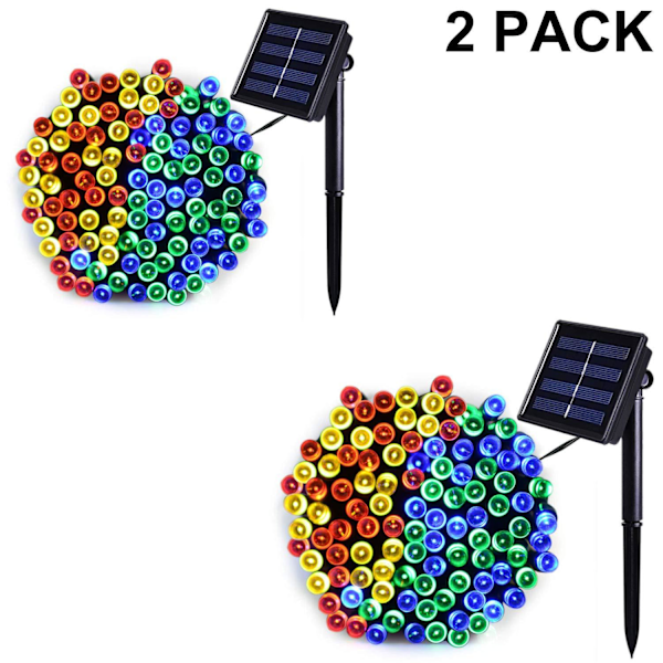 2-pack 200 LED Solcells-drivna Julgransljus, 22 meter Vattentäta Utomhus, 8 Ljuslägen