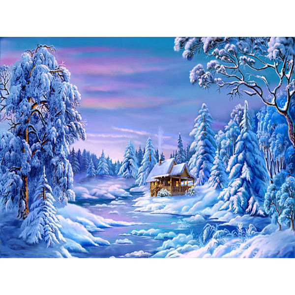 30x40 cm 5D Täydellinen DIY-Timanttimaalaus, Lumimaisema Salo