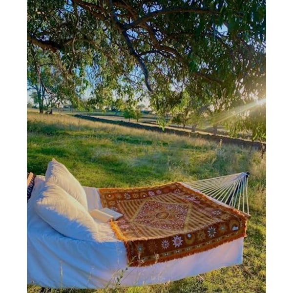 130x160cm Boho Kastan  Boheme Tæppe til Sofa, Vævet Boho Tæppe Dekorativt Kast Tæppe Tæppebetræk til So