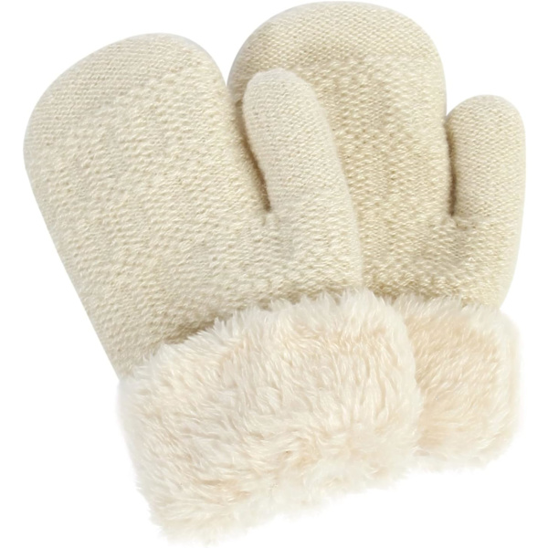 (Off White Storlek:S) Barnstickade Vantar Damhandskar Fas