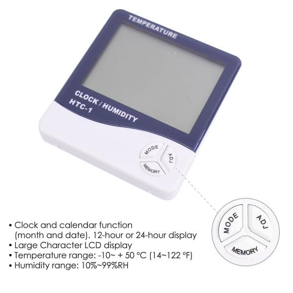 DIGIFLEX Digital LCD temperatur- og fugtighedsmålerur Al