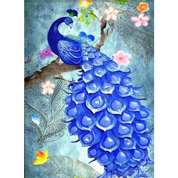 30 x 40 cm, sininen pavon timanttimaalaus Diamond Painting Broderie Diamant Peintur