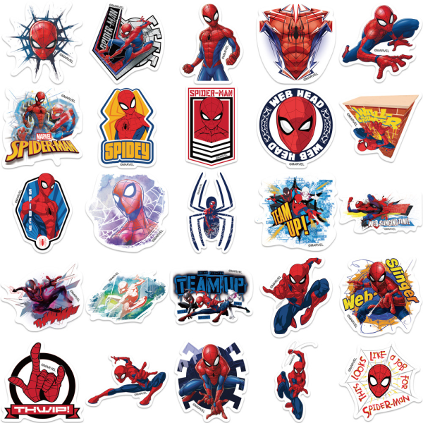 Tecknad Spiderman-klistermärke, paket med 50 vinylklistermärken för Wate