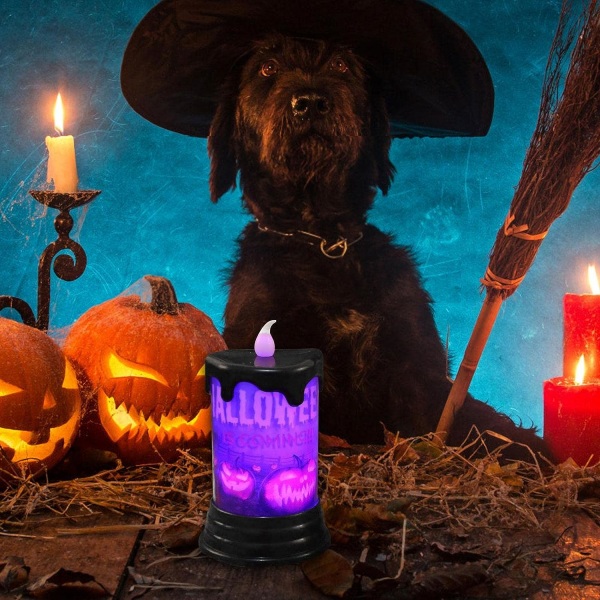 Halloween Pumpa Ljus - Halloween Flamlösa Ljus - Batteridriven Äkta Vax LED Pelarljus