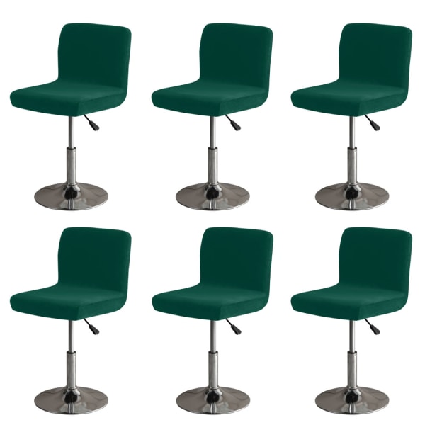 Mörkgrön-barstolsstolsöverdrag Set med 6 avtagbara stretchstolsöverdrag med cover för kort