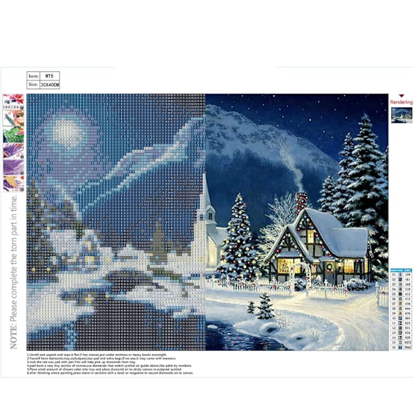 (30x40cm) 4 stykker diamantmaleri jul, vinterlandskap jule diamantmaleri, diamant E
