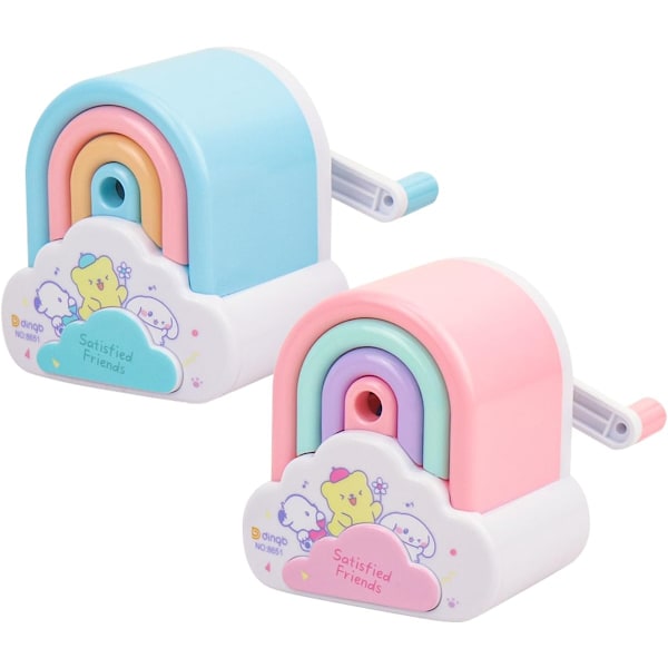 Cute Pencil Sharpener, Kawaii Sharpener Small Handheld Cartoon Pencil Sharpener, Fun Manual Pencil Rainbow Sharpener for