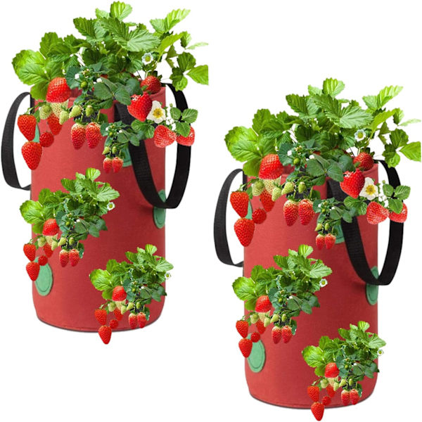 (20 x 35cm)(Rød)2 Pakke Nonwoven Stof Hængende Jordbær Gr