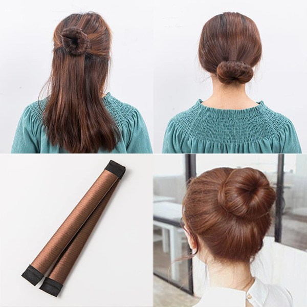 (Brun) 2 stk. Magic Bun Maker, Hårstyling Tilbehør, Donut Bun Maker, Mode Hårstyling Disk, Hårstyling Værktøjer H